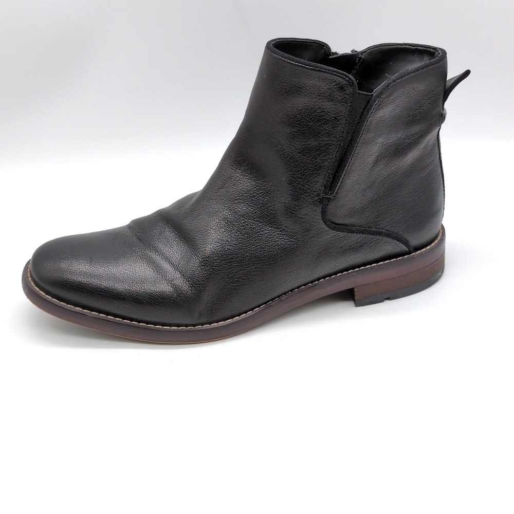 Franco Sarto Shoes Womens Marcus Black 10 Leather Ankle Boots Biker Side Zip